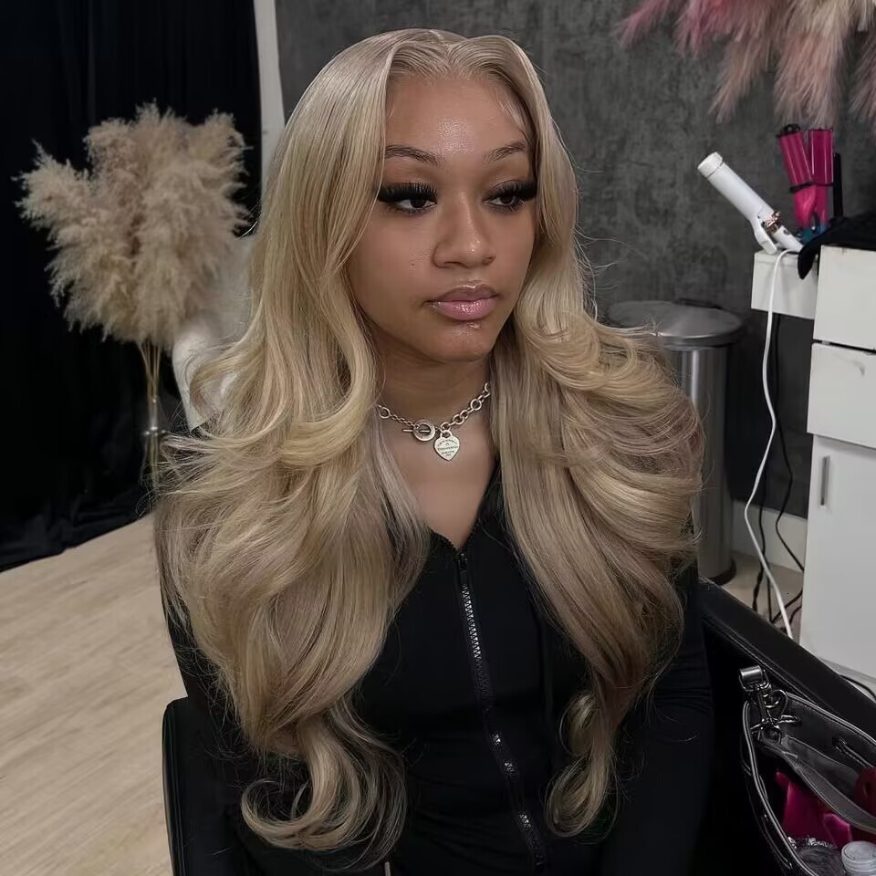 13X6 Frontal Pre Plucked 13X4 Transparent Lace Front Ash Blonde Body Wave 5X5 Human Hair Wig For Women