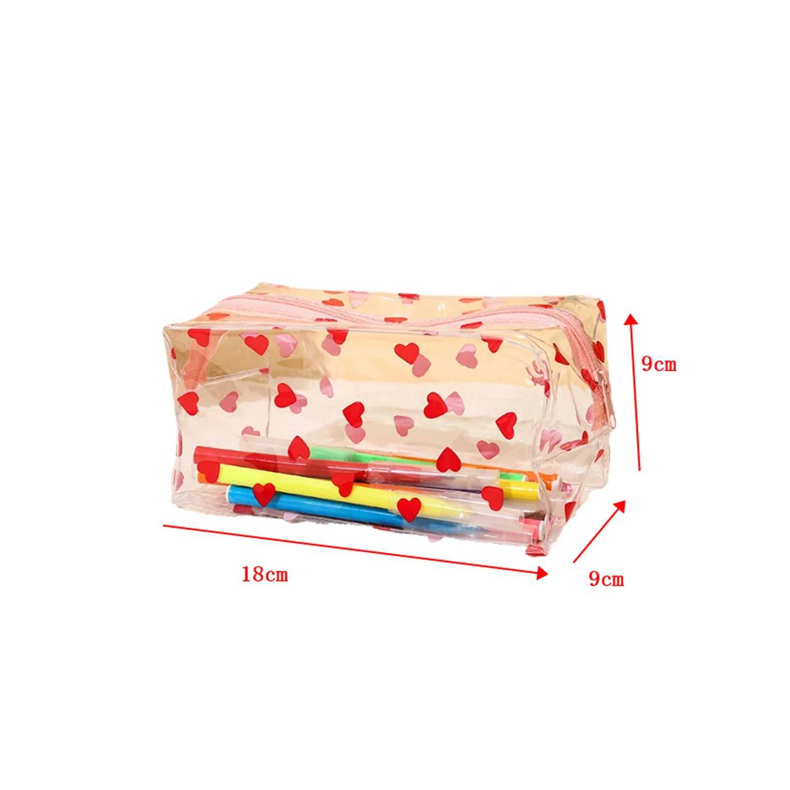 Waterproof transparent makeup bag for girls and students pencil case with floral printing Kaii makeup bag for travel portable zipper W bagXJ250415