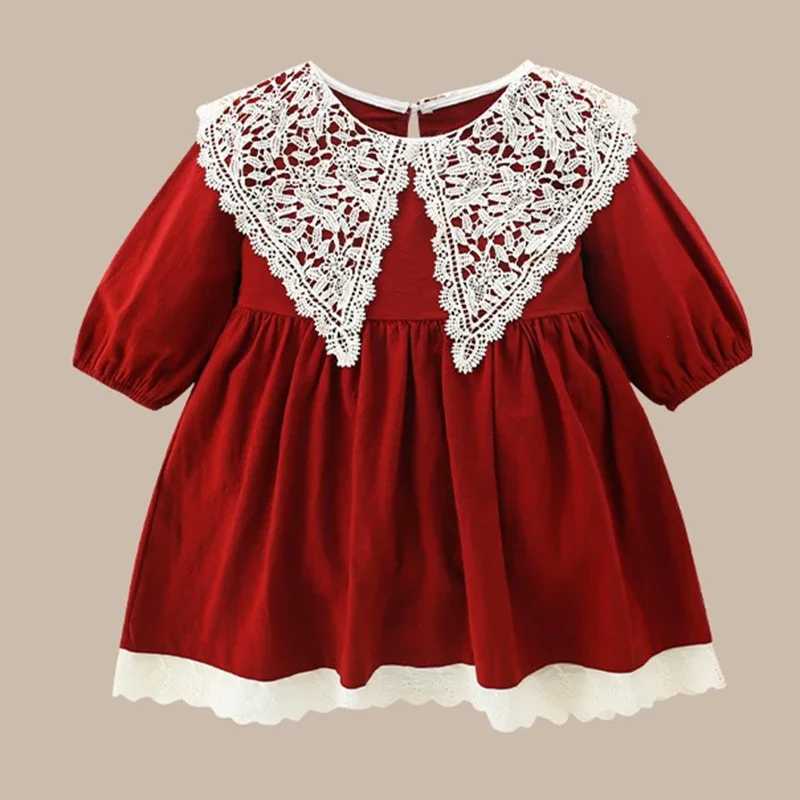1-6Y Baby Girl Christmas Dress Fashion Autumn Dress Lace Princess Sle Dress Comfortable Fabric Outgoing Par Wear ClothingXJ241206