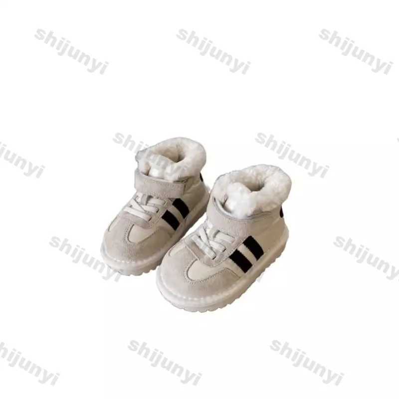 Winter Childrens Baby Boots 2024 New Plush Comfortable Warm Cotton Shoes Children Anti Kick Plush Anti Slip Outdoor Snow BootsXJ241206