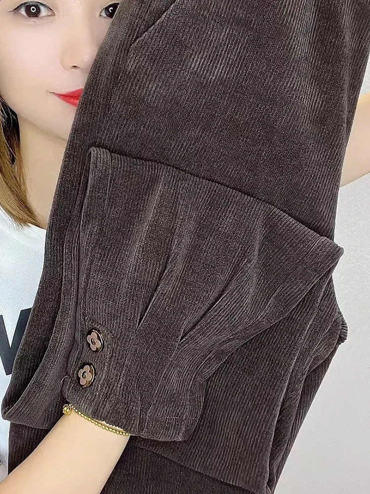 Corduroy velvet lined warm harem ankle pants winter thick womens jogging pants casual chiffon sports pants 241202