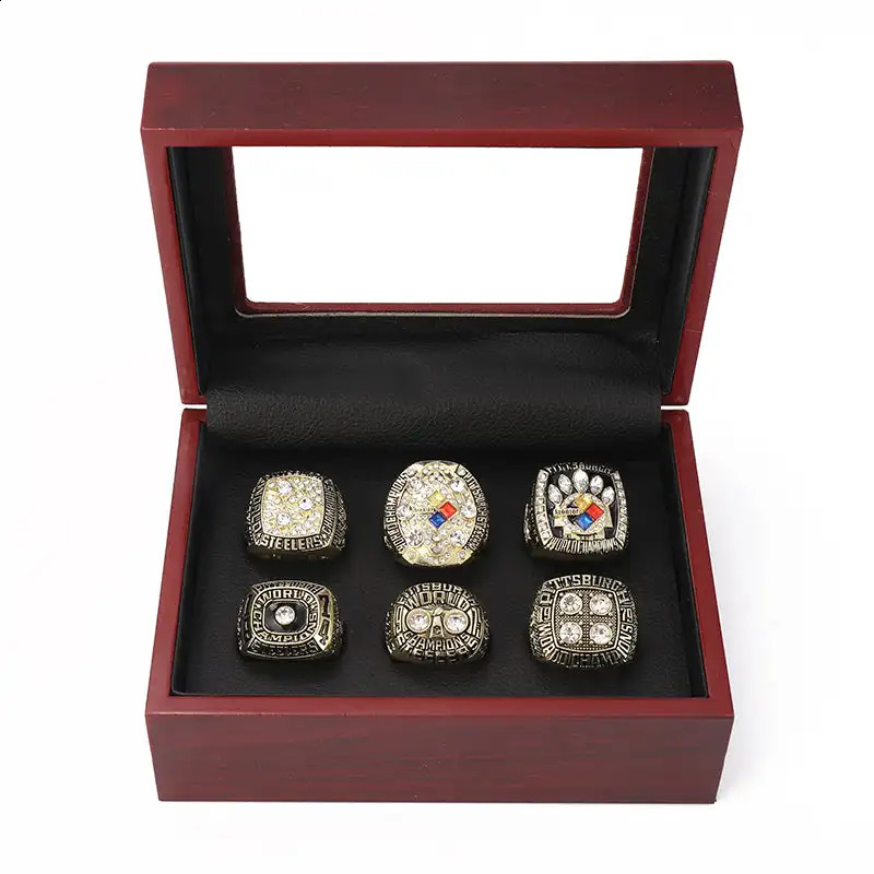 6 pcsset of American Football Championship ring set Souvenir Gift Friend Ring Fan souvenir 241205