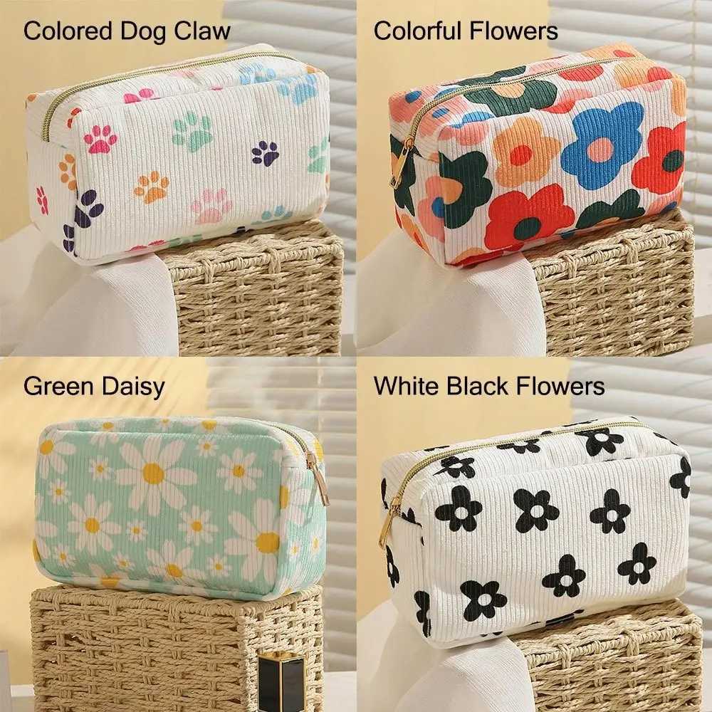 Makeup Brush Skincare Corduroy Makeup Bag Fi Printed Large Capacity Cosmetic Bags Travel Toiletry Organizer Bag for WomenXJ241206