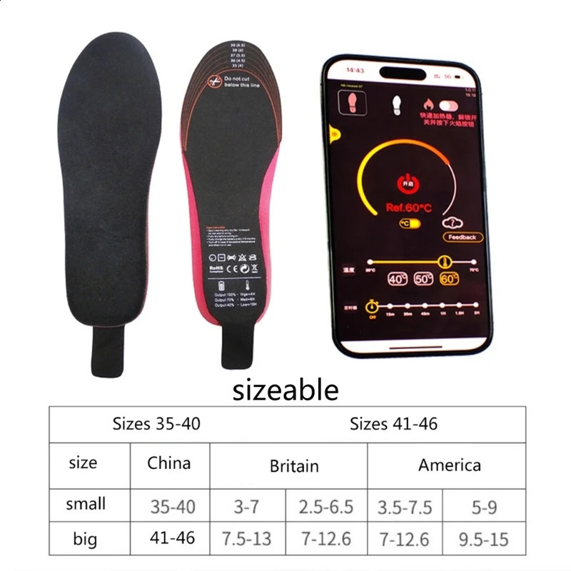 USB Rechargeable Electric Heated Insoles Winter Foot Warmer Washable Cuttable Electric Heated Shoe Pad for Man Women 241205