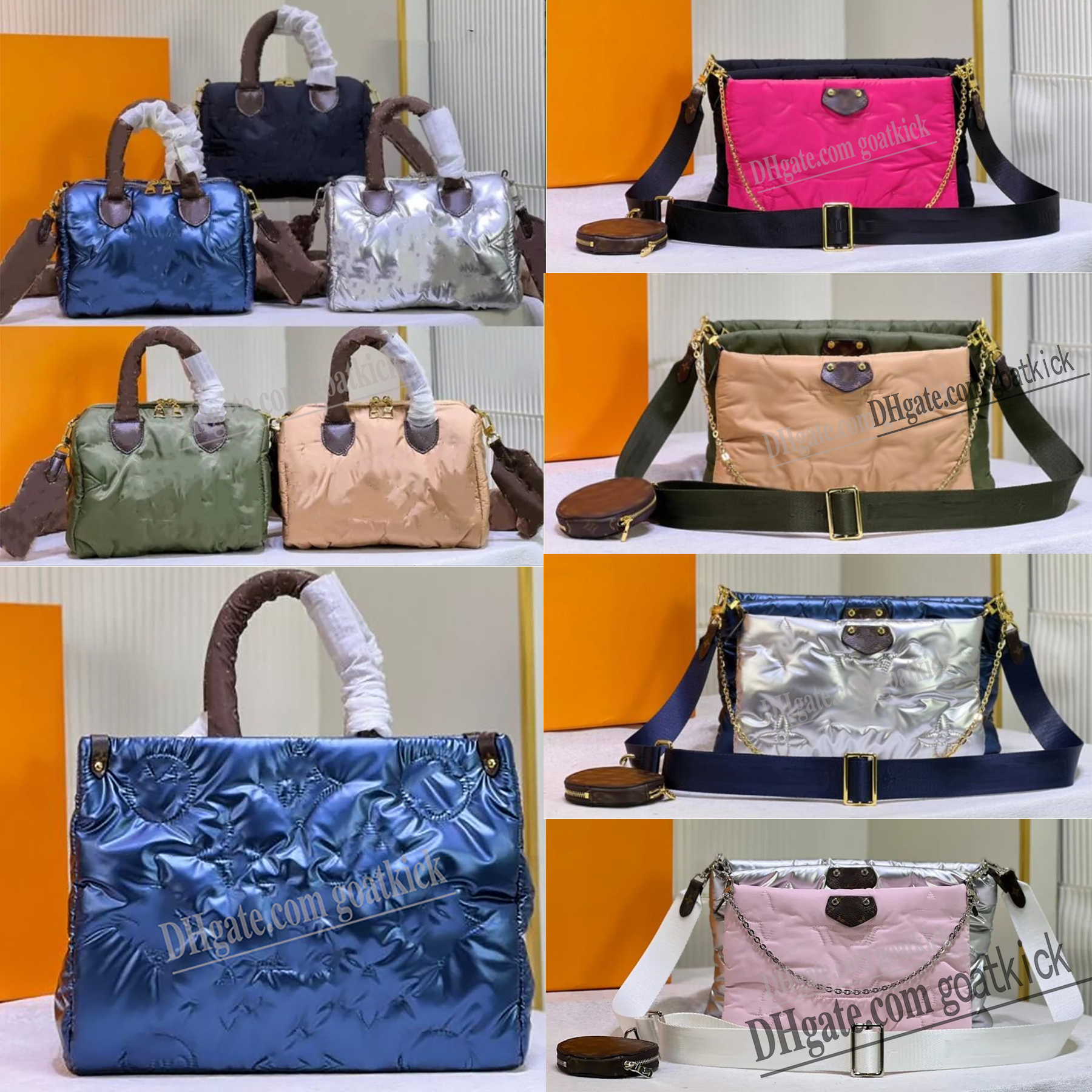 designer down tote handbag large capacity silver down bag mommy shoulder bags Pillow bags fashion composite clutch tote handbags luxury women bags m21069