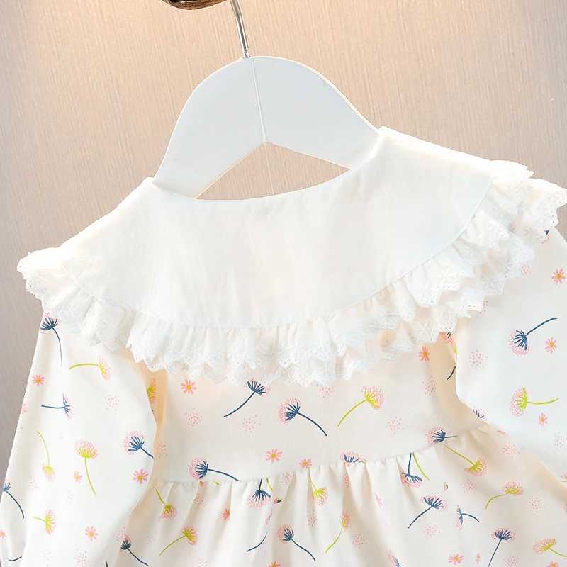 2024 Spring and Autumn Girls Sweet Long Sleeve Button Princess Dress Printed Round Neck Dress Childrens Clothing 1-5YXJ241206