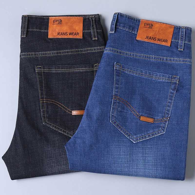 2024 Mens Casual Knee Length Denim Shorts Elastic Straight Brand Cotton Jeans Street Style Fashion Solid Color Short JeansXJ241206