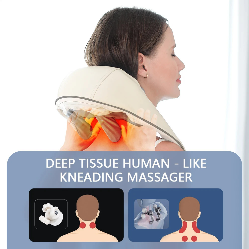 Foreverlily 26W Brushless Motor Neck And Shoulder Massager Wireless Shoulder And Back Kneading Massage Shawl Neck masajeador 250519
