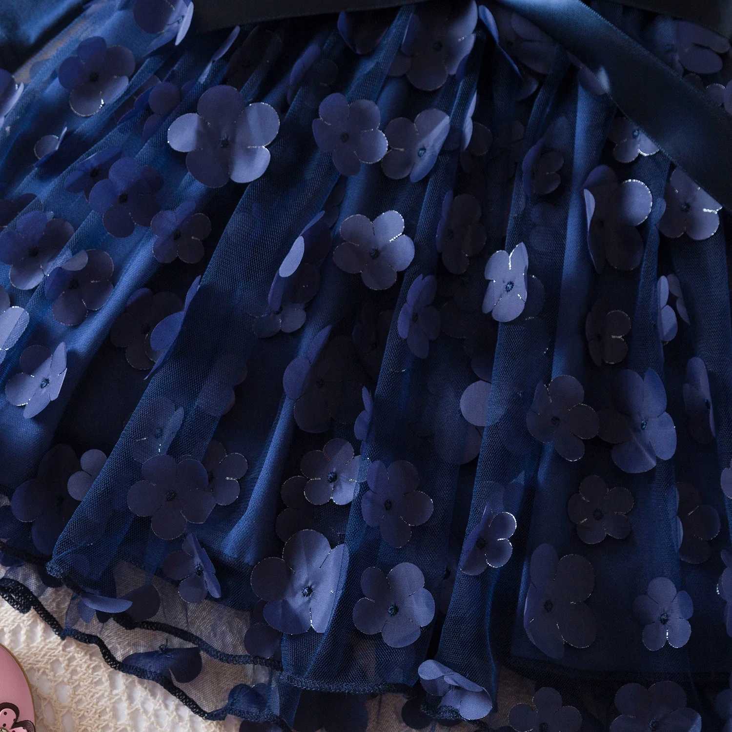 Kids Autumn Clothes for Long Sleeves 2024 New Childrens Floral Par Winter Mesh Dresses for Girls 2-6Years Kid Casual CostumeXJ241206