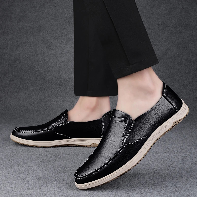 Shoes Men Slip-On Leather Shoes Casual Shoes Driving Moccasin Non-slip Loafers Men Bule Shoes High Quality 241206
