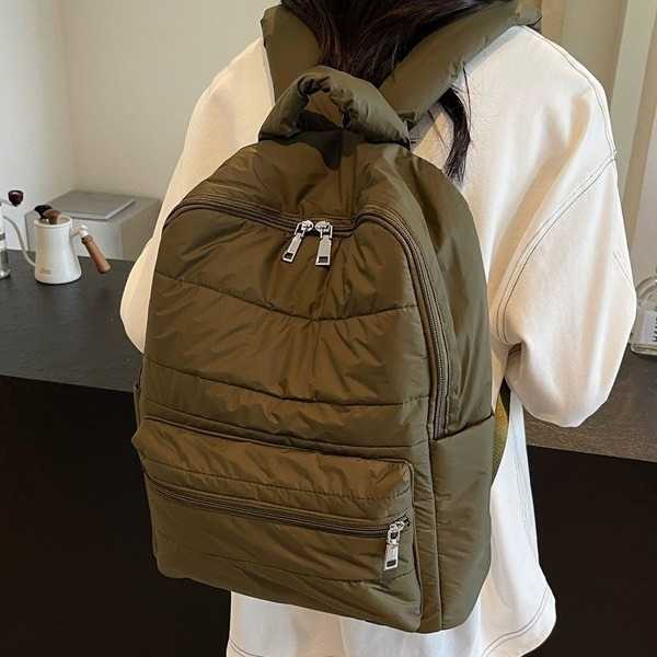 Autumn space cotton cotton clothing bag, fashionable, simple, casual, large capacity backpack, lightweight, versatile travel shoulder bag 241215