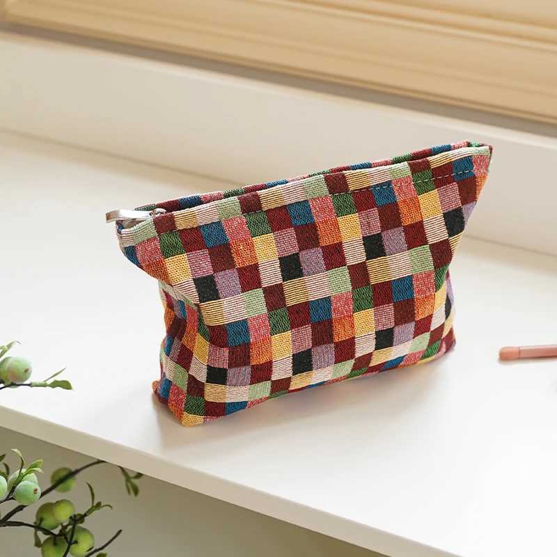 Colorful Checkered Womens Makeup Bag Large Capacity Makeup Lipstick Storage Bag Portable Travel Toiletry Bag Commuter CluhXJ241206