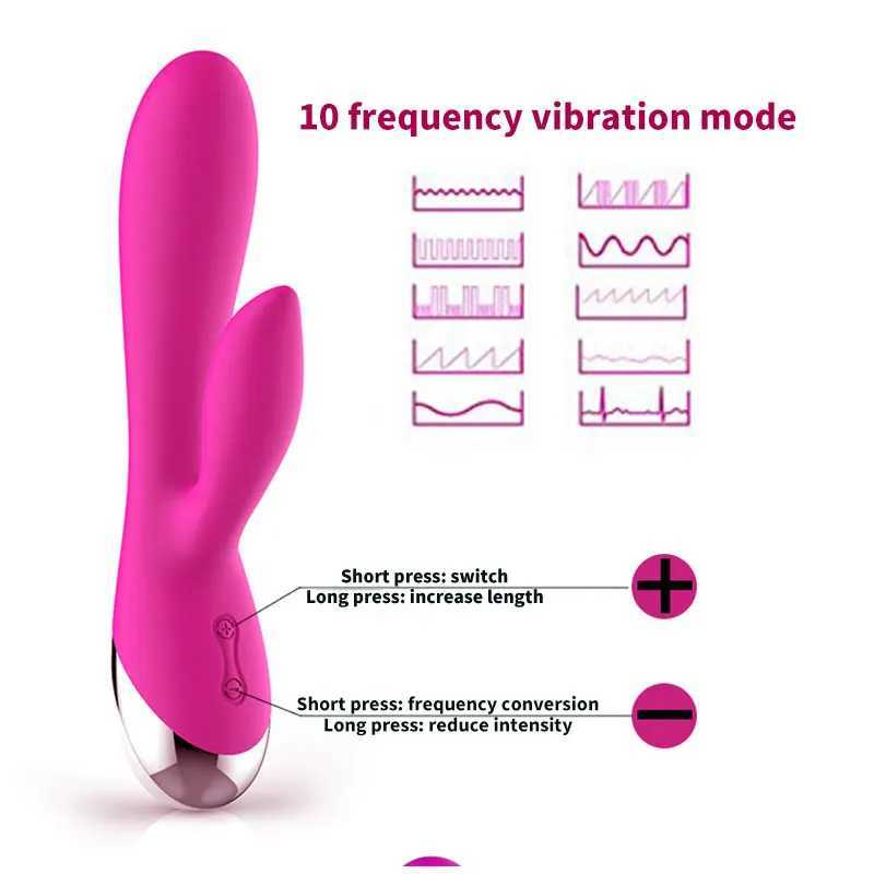 10 Speed G Spot Vibrator USB Rechargeable Powerful Dildo Rabbit Vibrator for Women Clitoris stimulation Massage Adult sex toysXJ241206