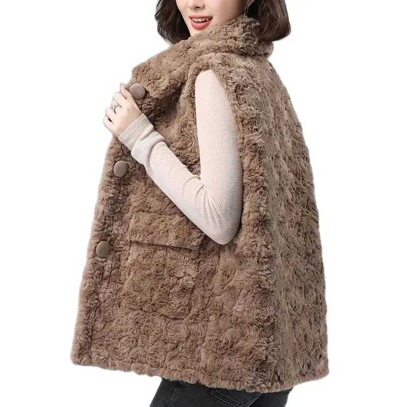 Vest Womens 2023 Winter New Korean Version Of the Lapel Fur All-In-One Lamb Wool Jacket Casual Short Waistcoat M7XJ241206