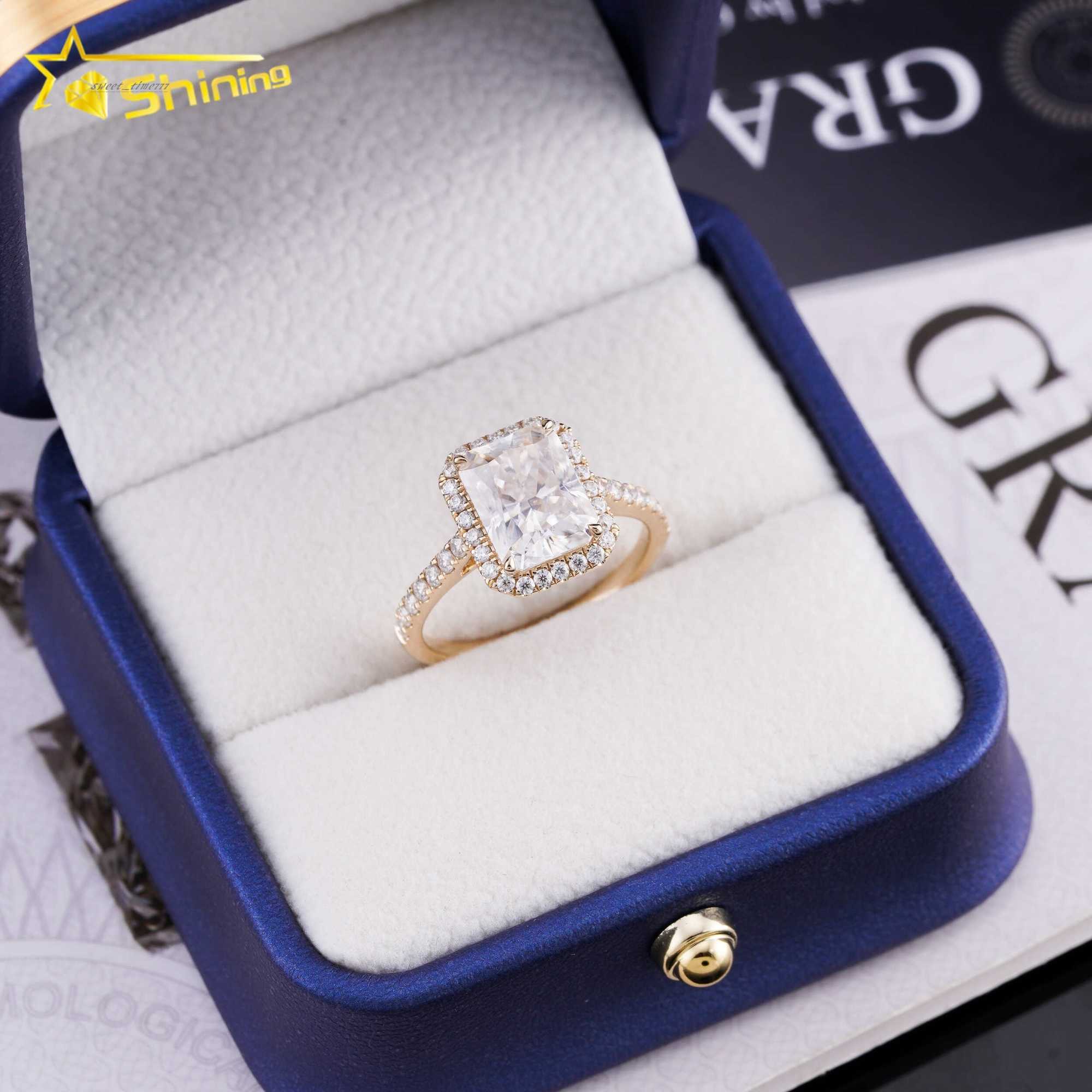 Top Quality 14k Gold 3ct Radiant Cut D Color VVS Moissanite Diamond Engagement Ring for Women