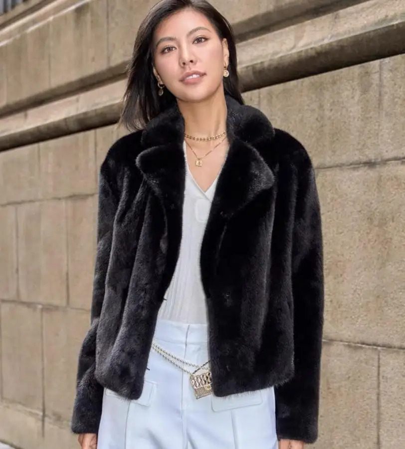 Womens genuine mint fur leather jacket 100% genuine mint fur leather jacket winter warmth fashion European street style 241202
