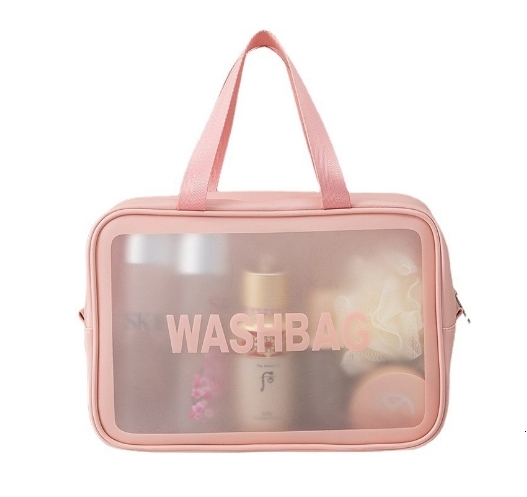 High appearance waterproof transparent toiletry bag ins style hand-held frosted makeup bag portable travel bath storage bag#7 swissmilitary