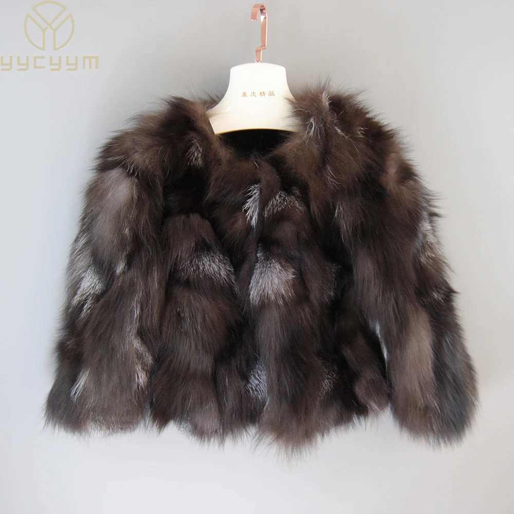 Brand Hot Sale Fashion Real Fur Coat Short Style Women Winter Real Silver Fur Coats Ladies Warm 100% Natural Fur JacketXJ241206