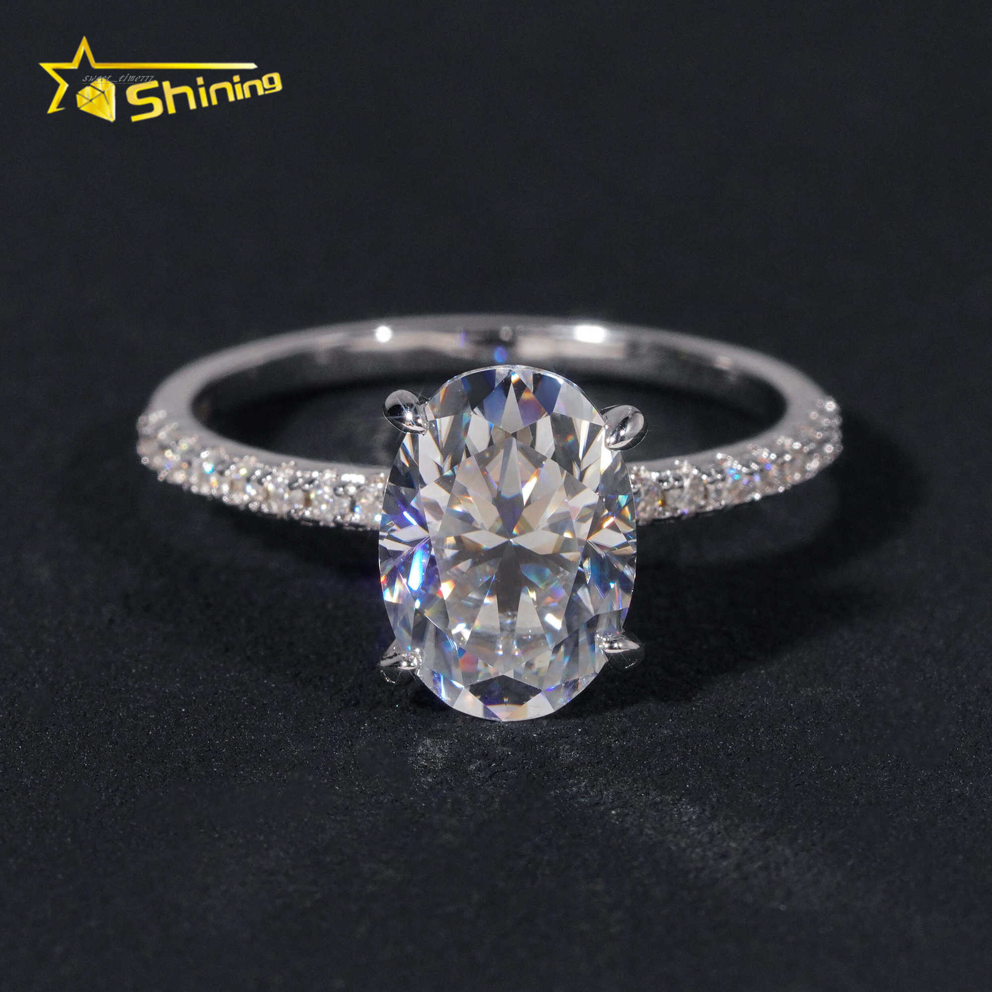 Fine Jewelry Woman Finger Rings Pass Diamond Tester Sterling Silver 7x10MM 2.5CT Oval Cut Moissanite Engagement Ring