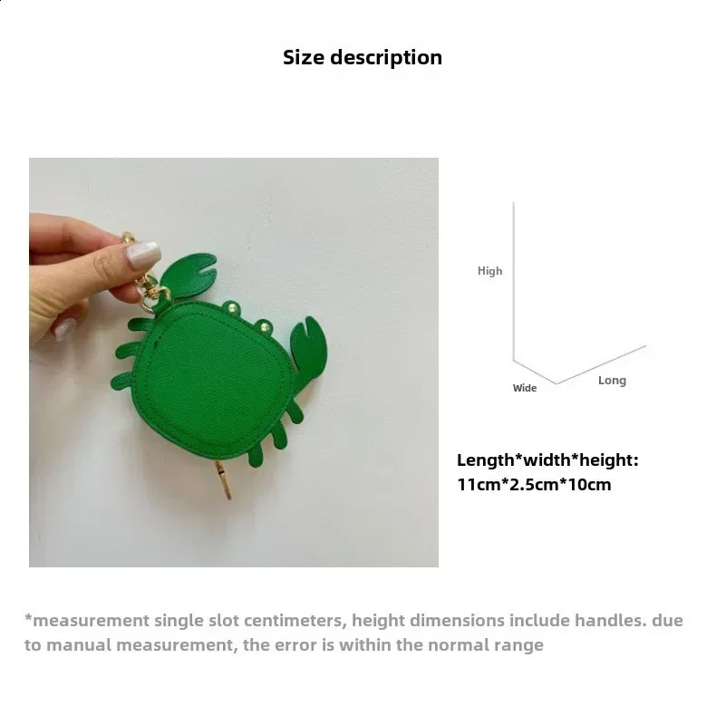Mini leather bag small crab keychain cute mini coin wallet fashionable lightweight and headphone bag 241204