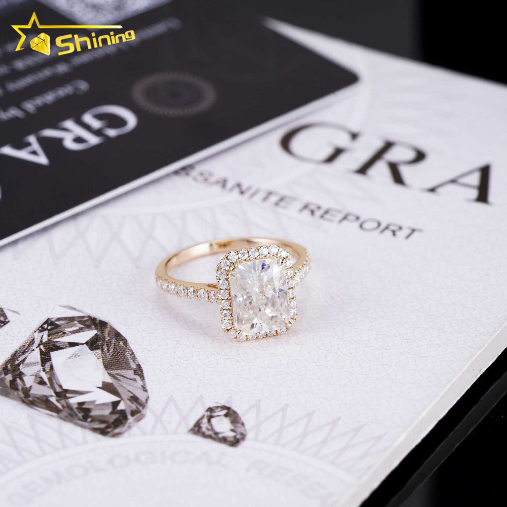 Top Quality 14k Gold 3ct Radiant Cut D Color VVS Moissanite Diamond Engagement Ring for Women