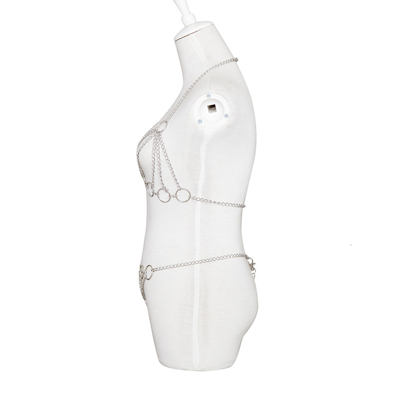 Foreign trade SM lingerie women's nightclub role-playing metal belt loop iron chain clothing uniform dress set wholesale