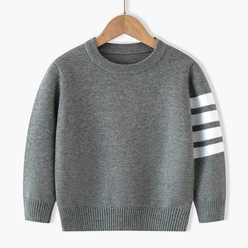 Cardigan Boys wool sweater crocheted cotton windproof 2024 gray autumn winter Christmas gift school warm childrens clothing Q241205