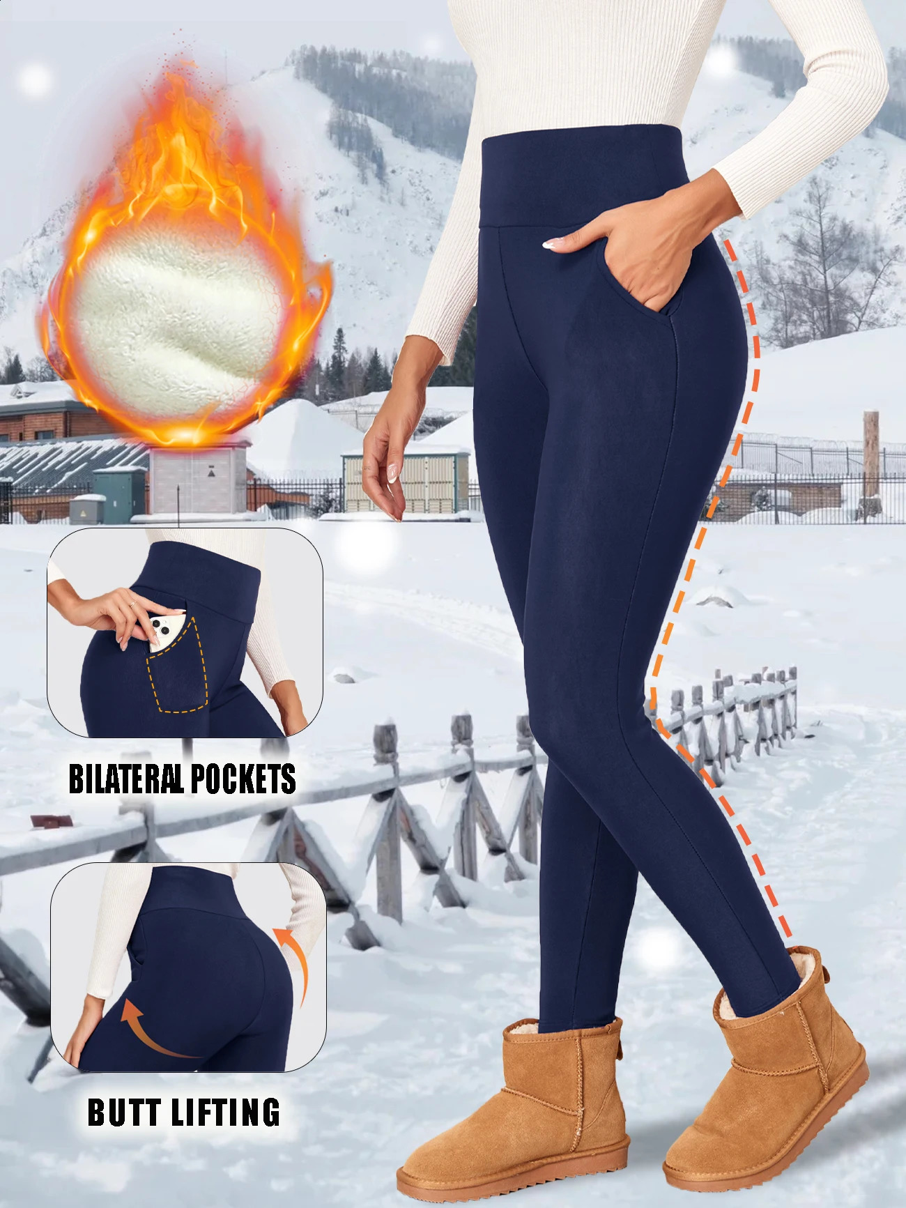 Pockets Thick Winter Warm Legging High Waist Mallas Casual Velvet Leggings Prevent Cold Super Pants 241205