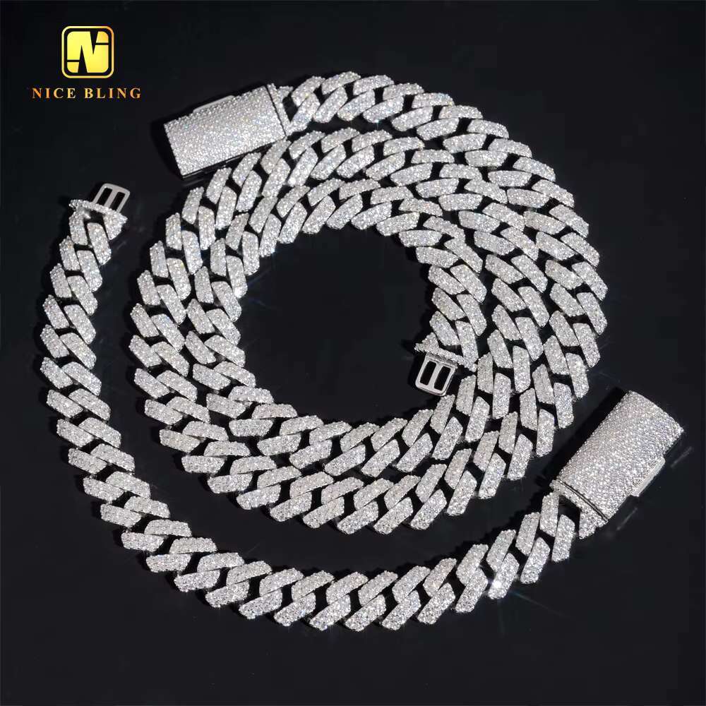 Pass Tester 12mm Custom Iced Out Dia Hip Hop Jewelry Cuabn k Chain Sier VVS Moissanite Necklace A+