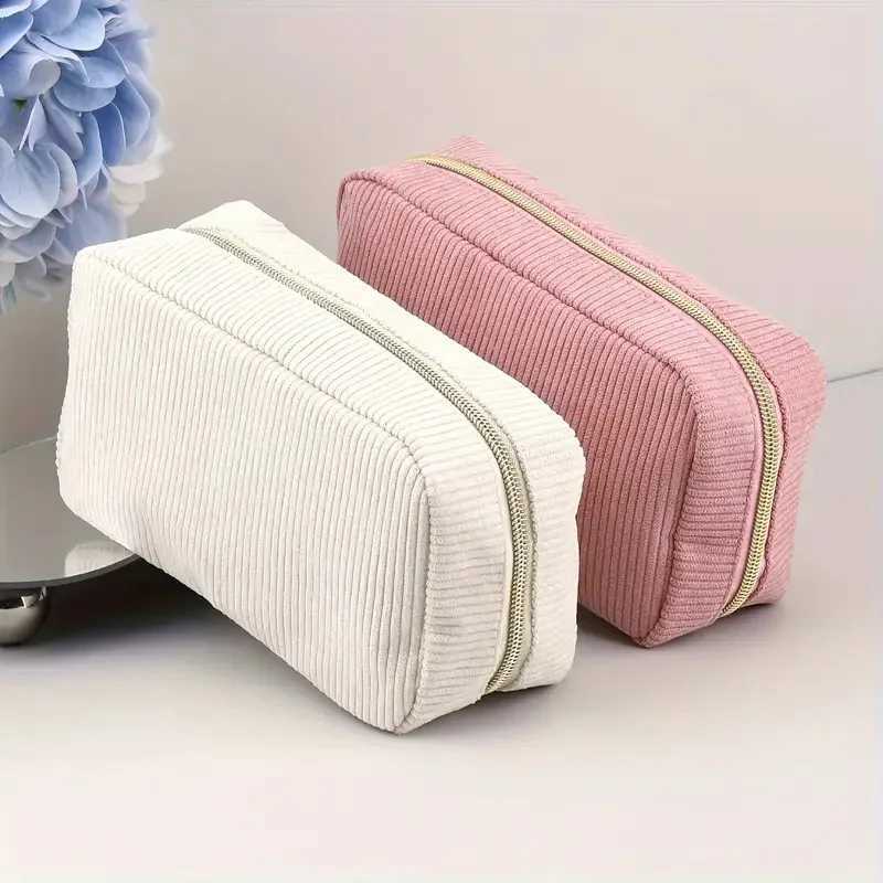 Corduroy Travel Cosmetic Bag Portable Makeup Storage Bag Purses Women Zipper Make Up Organizer Storage Cluh Beauty Case PouchXJ241206
