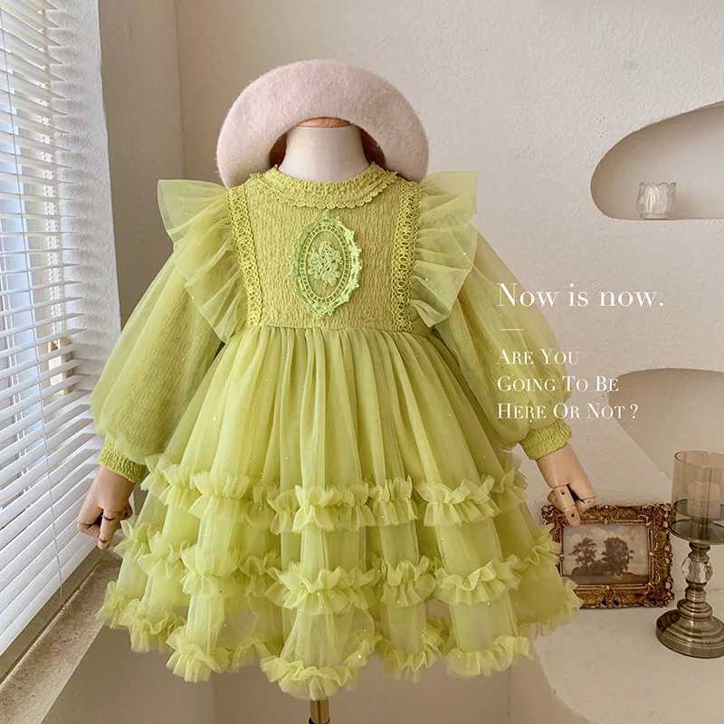 Mesh Dress New Korean Western Sle Fashion Skirt Baby Girls Toddlers Autumn ClothingXJ241206