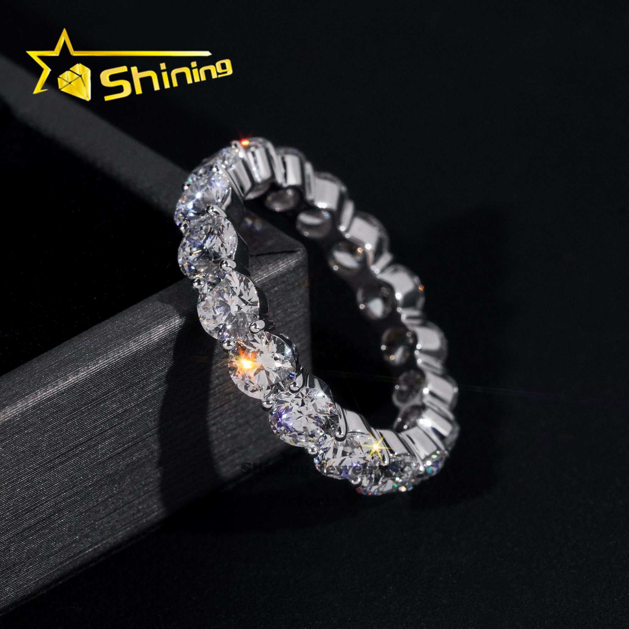 Custom fine jewelry lab grown diamond engagement ring 10k 14k 18k soild gold 5mm eternity ring for men women