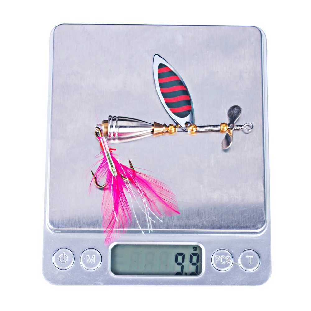10cm 9.9g Spinner Spoon Bass Lure Metal sequins Bait Fishing Lures for Lake Sea Pike Carp Fishing with feather HookXJ241128