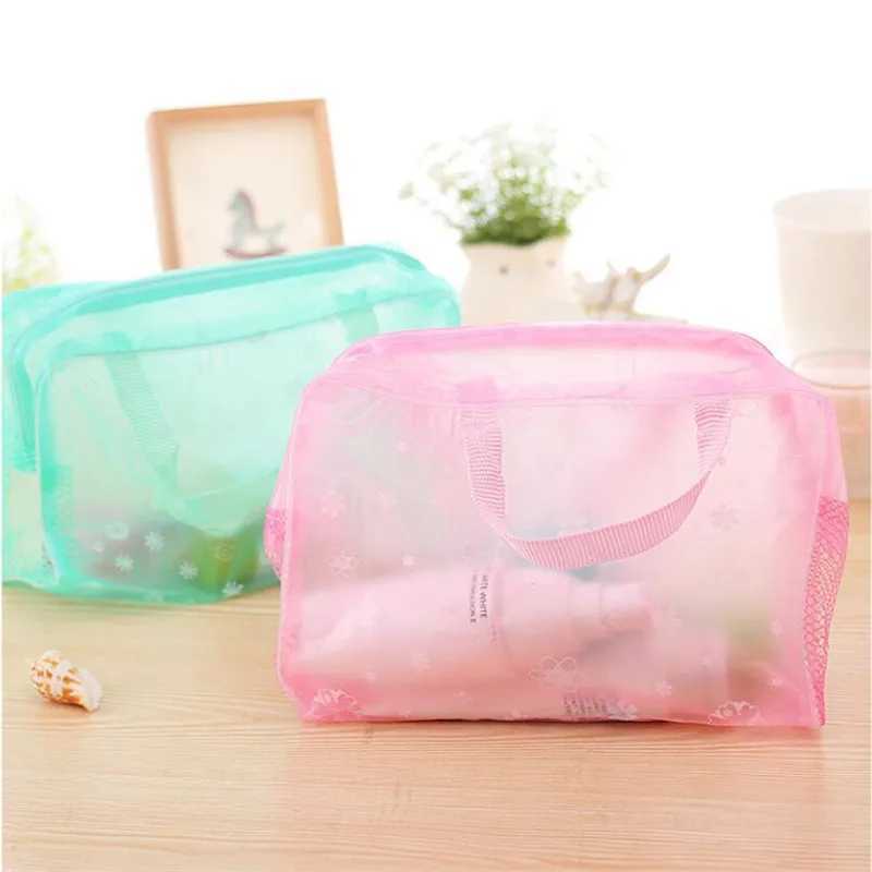 Make Up Organizer Bag Toiletry Bathing Storage Bag women waterproof Transparent Floral PVC Travel cosmetic bagXJ241206