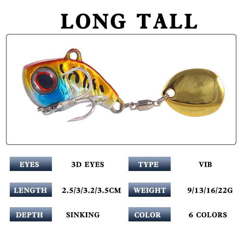 Metal VIB Lure 9g 13 g 16g 22g Fishing Lure Sinking Rotating Spoon Tail Crankbait Vibration Wobbr Pesca Fishing TackXJ241128