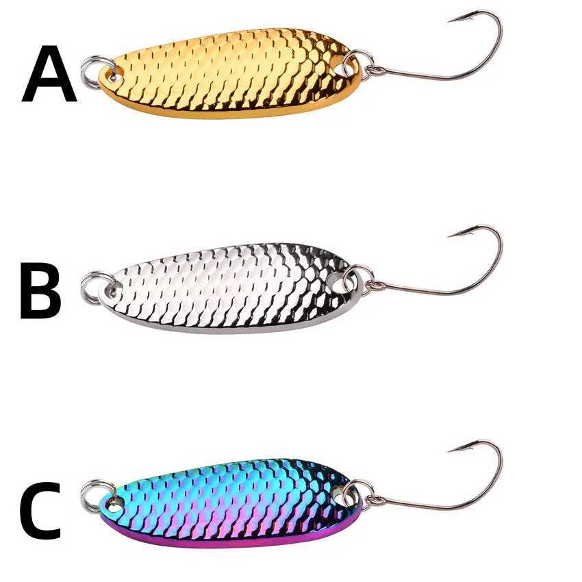 1pc Metal 1.5g/2.5g/3.5g/5g Fishing Lure Wobbr Spinner Bait Spoon Artificial Bass Hard Sequin Pailtte Metal Steel Hook LuresXJ241128