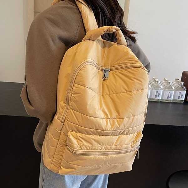 Autumn space cotton cotton clothing bag, fashionable, simple, casual, large capacity backpack, lightweight, versatile travel shoulder bag 241215