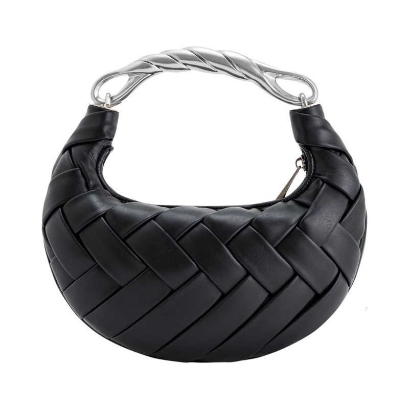 Hollow Out Bucket Tote Bags For Women Designer Handbags And Purses 2024 New In Casual PU Handmade Weave Small Shoulder