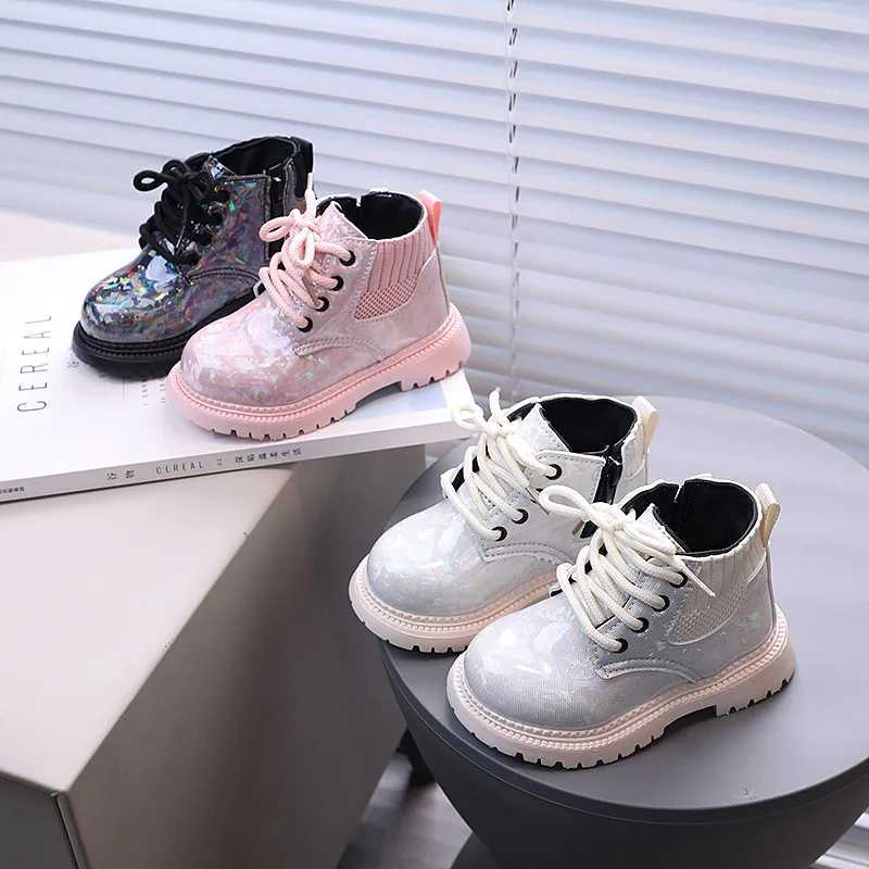 Kids Shoes Boots for Girl Glossy Leather Toddlers Causal Short Boots Fashion Children Versatile Platform Ankle Boots Soft BottomXJ241206
