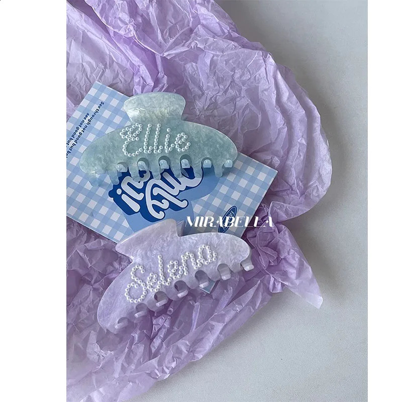 Handmade Diamond Pearl Customized Word Hair Clip Hair Claw Personalized Name Hair Clip Letter 241216