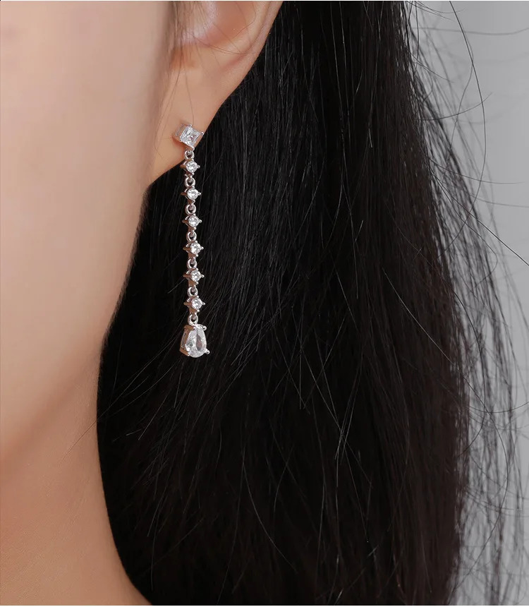 TBCYD Pear Cut Long Tassel Drop Earrings For Women 925 Sterling Sliver Lab Diamond Dangle Hanging Earrings Fine Jewelry Gifts 241205