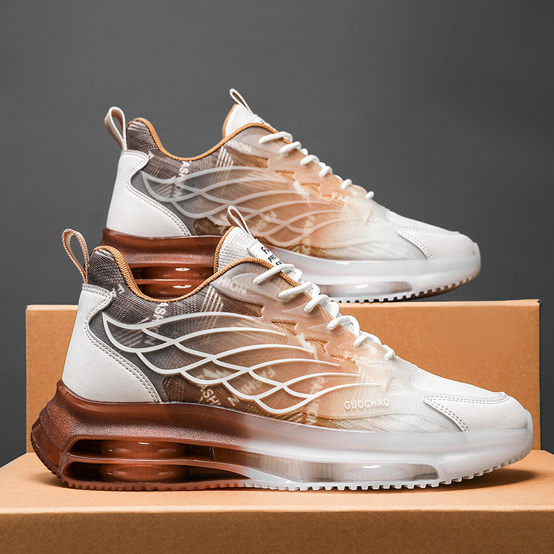 Men's shoes 2024 spring new trend men's low top sports thick sole leisure Sneaker Wings White