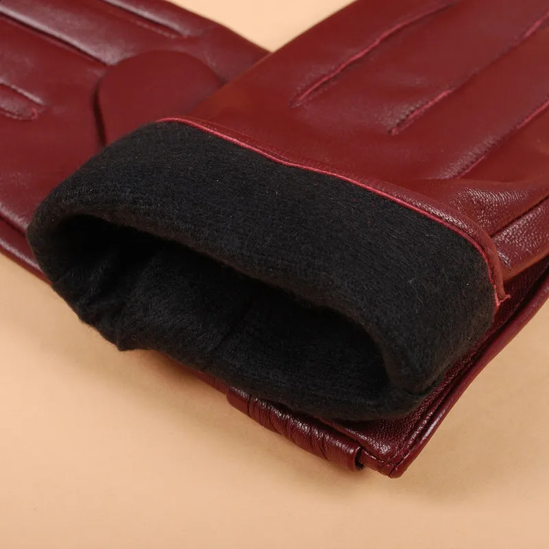 GOURS Winter Genuine Leather Womens Gloves Black Genuine Leather Touchscreen Gloves Fashion Wool Lining Warm and Soft GSL002 241206