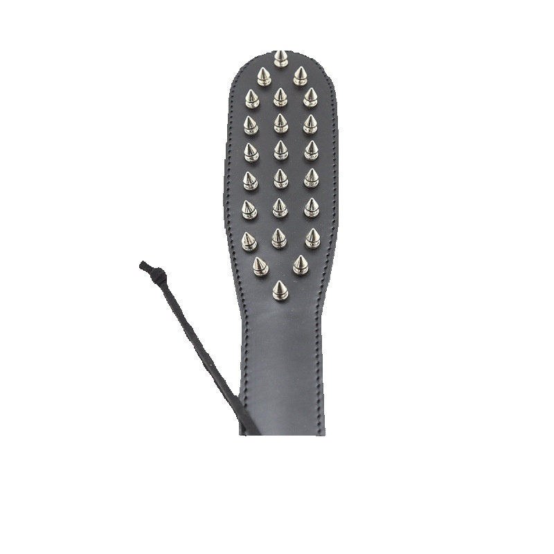SM adult sex toy black leather strap nail tip nail hand racket for men and women training toy spanking hand racket