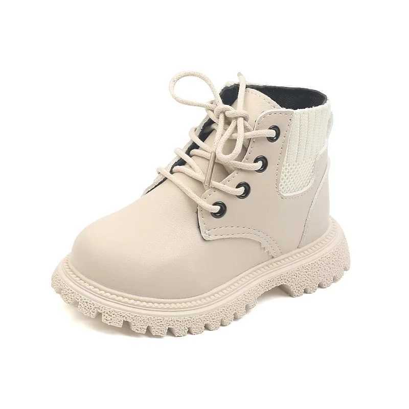Children Short Boots Boys Fashion Tide Ankle Boots Autumn and Winter Girls Soft Sole Boots Single Boots Leather Boots Anti-skidXJ241206