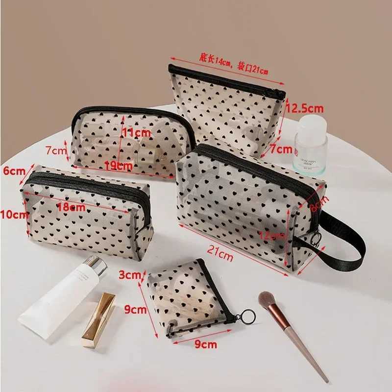 1PCS Women Mesh Makeup Bags Pouch Travel Organizer Handbags Zipper Cosmetic Pouch Bathing Toilet Bags Storage Pouch CaseXJ241206