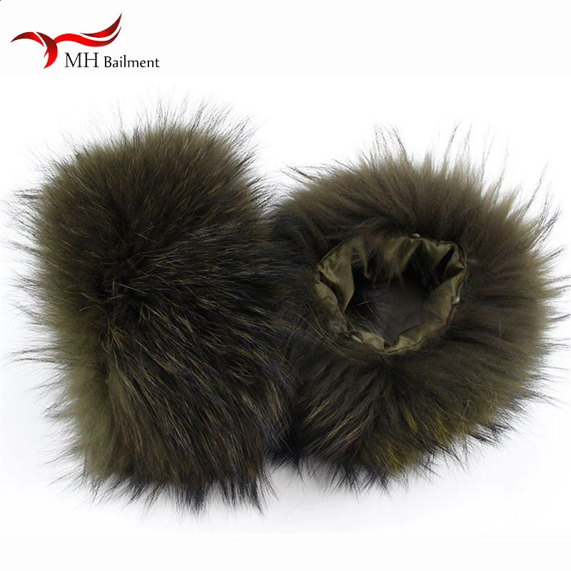 womens raccoon arm heater set natural color real raccoon fur cuffs womens coat arm heater set 241206