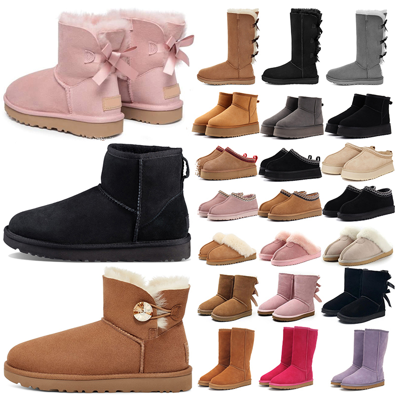 Women Designer Classic Ultra Mini Boots Snow Boot Platform Tazz Tasman Slippers Bowtie Fur Sheepskin Chesnut Sand Mustard Seed Australian Winter Ankle Booties