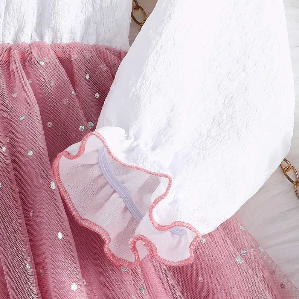 Dress For Kids 4-8 Years old Birthday Long Sleeve Cute Tulle Princess Dresses Ootd For Baby GirlXJ241206