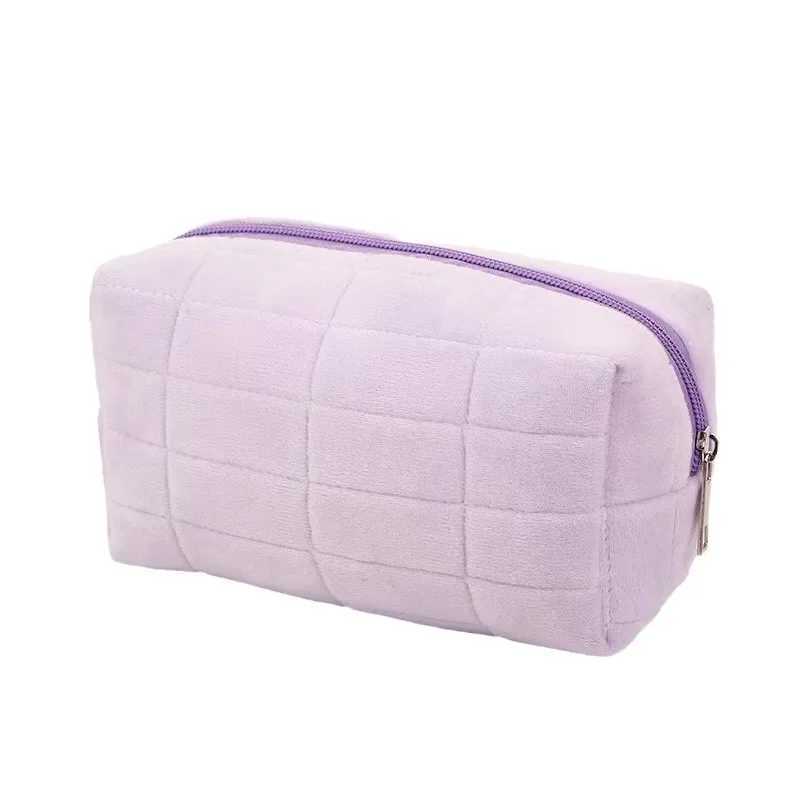 Flannel pillow bag lazy cosmetic bag ins Japanese high-value large-capacity storage statiery box toilet bagXJ241206
